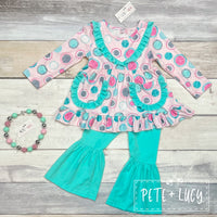 NEW All About Dots Ruffle Tunic and Bell Pants Set