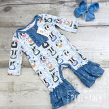 Cool Cows Infant Long Sleeve Ruffle Romper