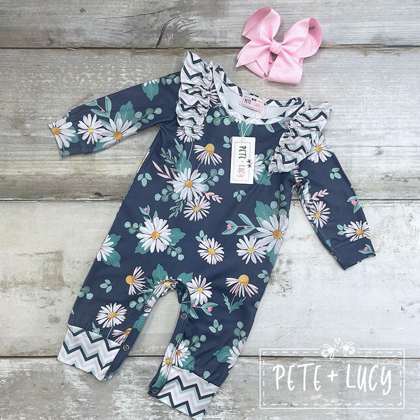 Clearance Daisy Does Long Sleeve Infant Ruffle Romper