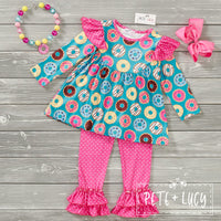 Donuts For All Long Sleeve Ruffle Pants Set