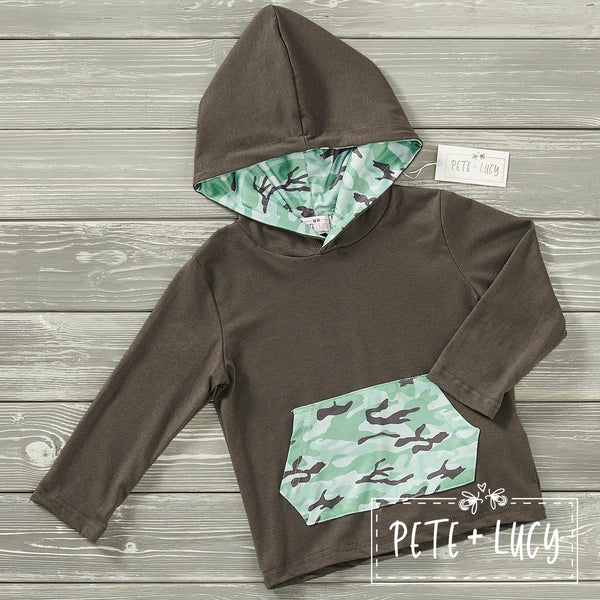 Grey Camo Boys Hoodie with Bonus shorts