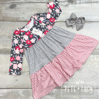 NEW I Love Poppies Long Sleeve Ruffle Dress