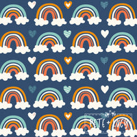 Rainbows With Clouds Long Sleeve Ruffle Dress