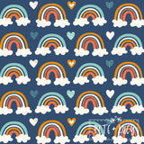 Rainbows With Clouds Long Sleeve Ruffle Dress