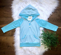 Boys or Unisex Aqua Chevron Hoodie