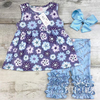 Plum Blooms sleeveless tunic & Icings Shorts Set