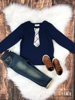 NEW Boys Navy Noel Long Sleeve Shirt