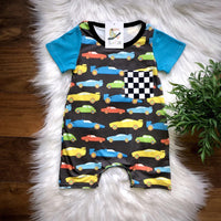 Infant Boys Race Car Pocket Romper
