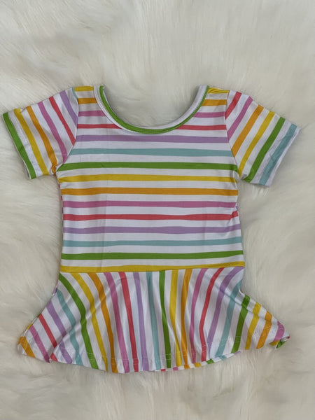 Rainbow Striped Peplum clearance