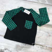 Boys Green Buffalo Plaid Raglan