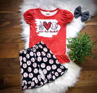 Peace, Love, Baseball Ruffle Shorts Set