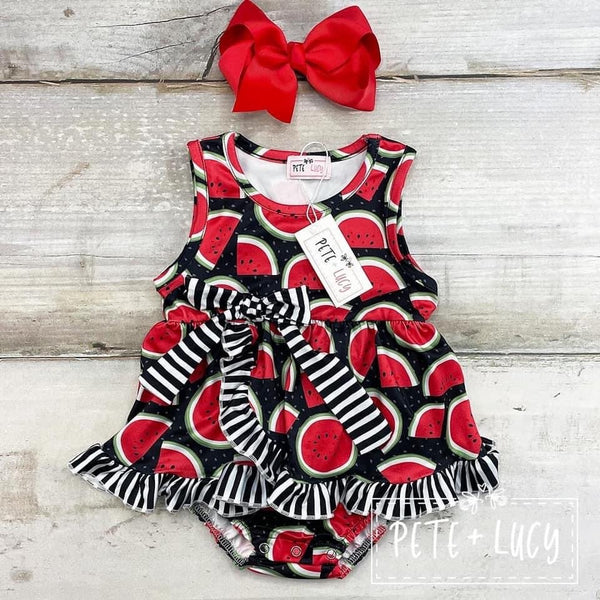 Wacky Watermelon Infant Ruffle Romper clearance