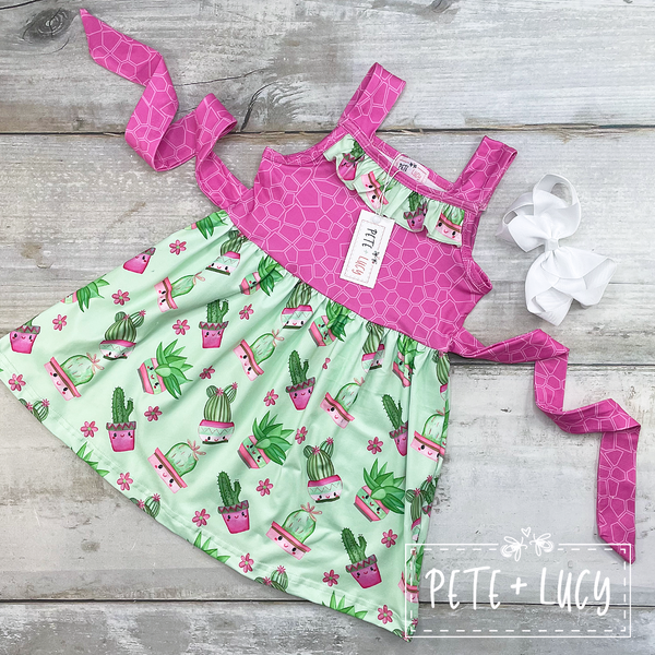 Sweet Succulents Tank Ruffle Dress