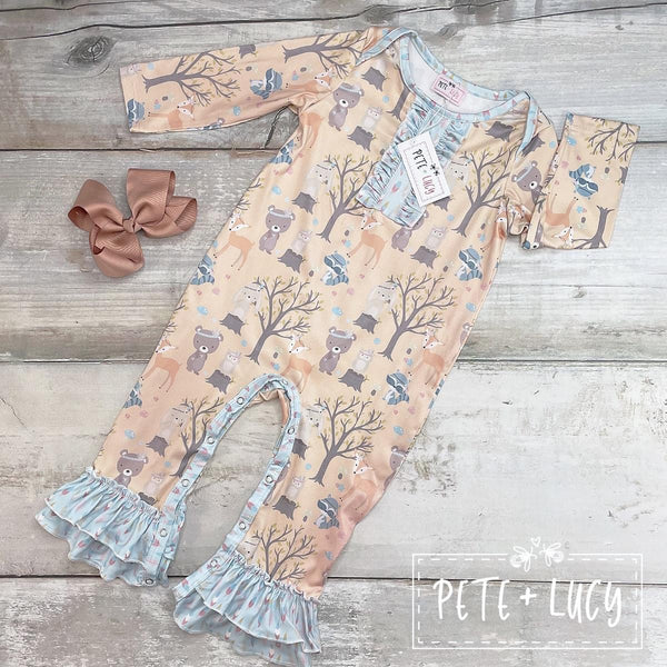 NEW Boho Woodland Infant Girls Ruffle Romper