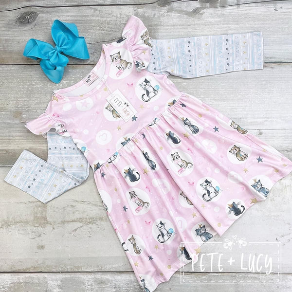 Clearance Pretty Kitty Long Sleeve Ruffle Dress