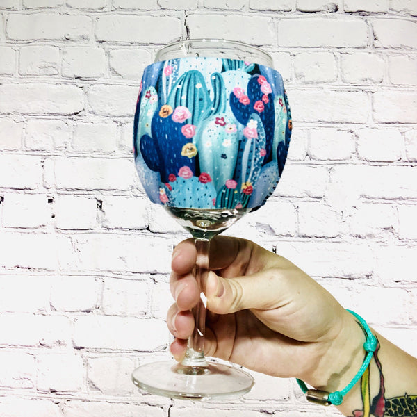 Lit Handlers Vintage Cactus Wine glass Sleeve