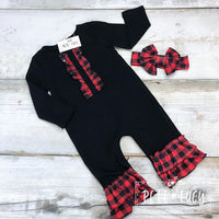 Red Buffalo Plaid Infant Girls Romper