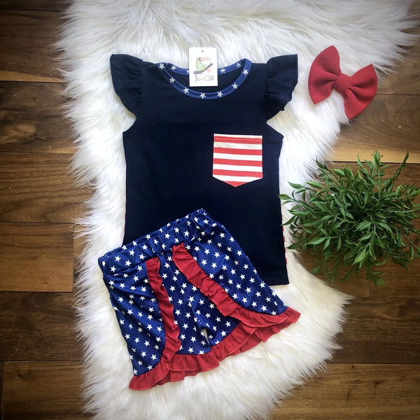 Star Spangled Ruffle Shorts Set