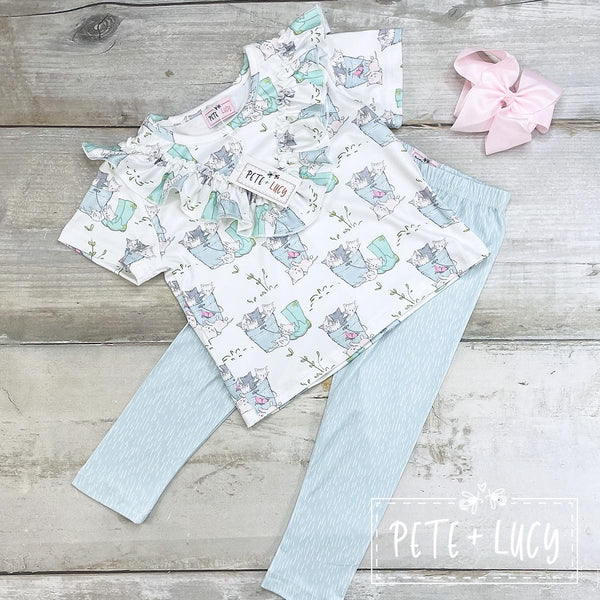 NEW Springtime Kitties Short Sleeve Shirt & Pants Set