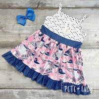 Vintage Tea Party Strappy Tank Ruffle Dress