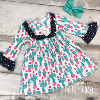 Christmas Cactus Ruffle Dress Clearance