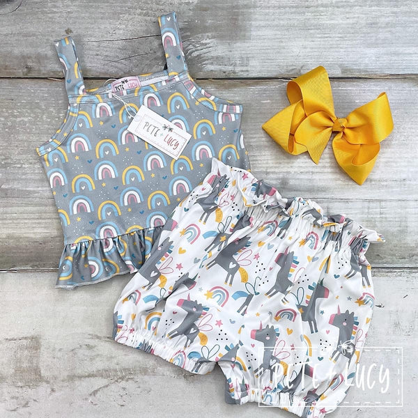 Unique Unicorn bubble shorts set