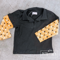 Boy Pete & Lucy Polo Black w Gold Raglan clearance