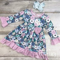 Maya Long Sleeve Ruffle Flower Dress