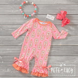 Clearance Peach Paisley Infant Ruffle Romper