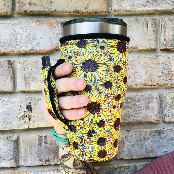 Lit Handlers Sunflowers & Bees 30oz Handler Fits Yeti and Blender Bottles